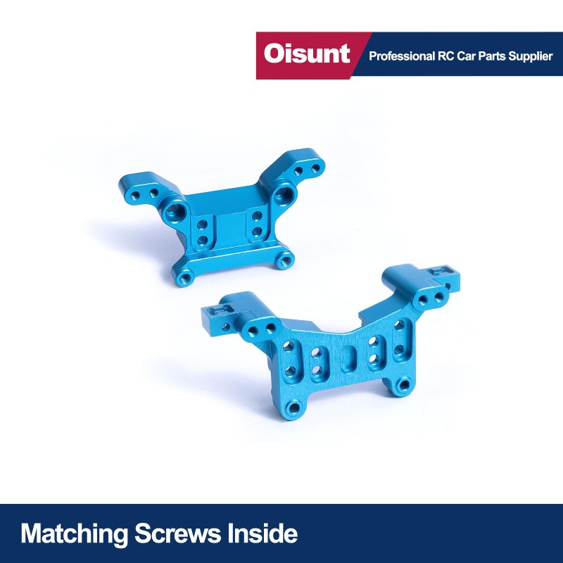 أجزاء برج الصدمات من الألومنيوم Oisunt 2p لـ Hyper GO/Jetwood/Bezgar/HAIBOXING/DEERC 1/16th RC ترقيات السيارة، ملحق استبدال أمامي وخلفي للصدمات (رمادي) - Image 3